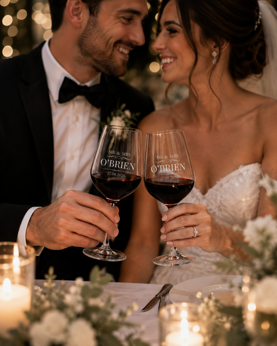 Mr & Mrs [ Surname ] Glasses with Date
