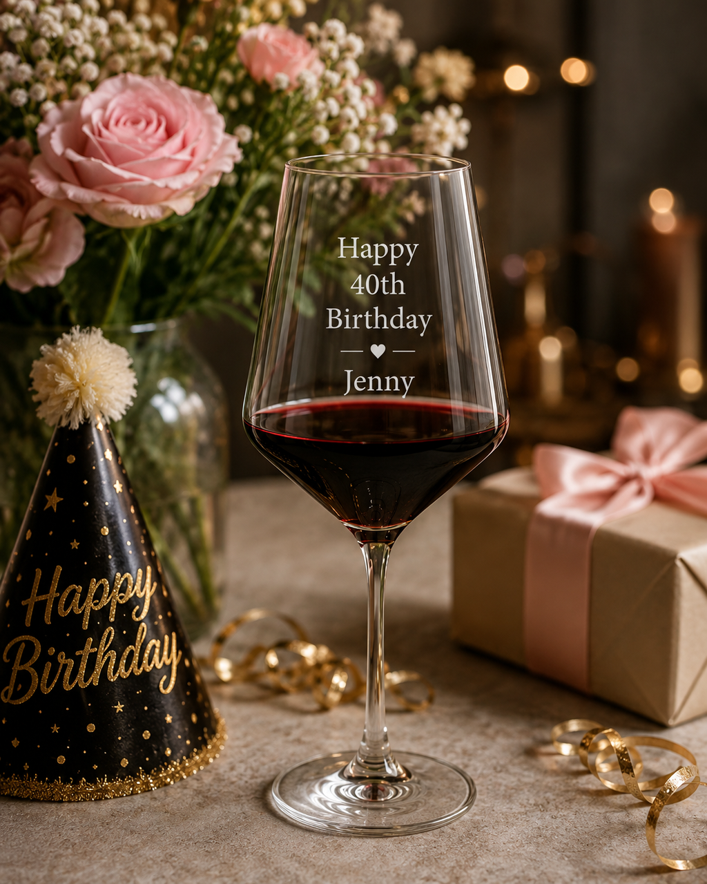 Happy Birthday Glass with Name and Age (Revolution)