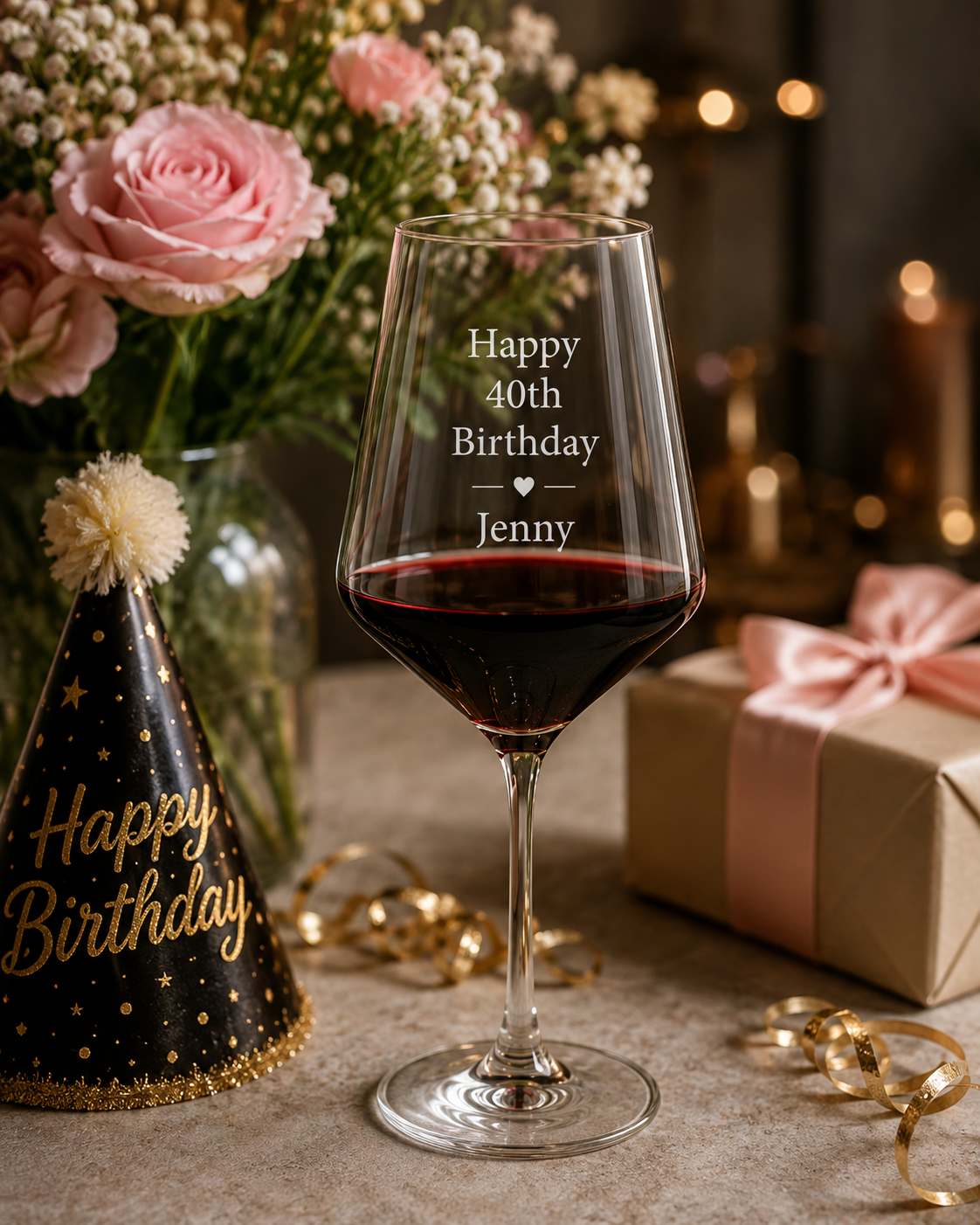 Happy Birthday Glass with Name and Age (Revolution)